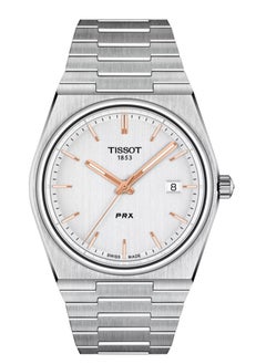 TISSOT Tissot PRX Men's Swiss Quartz Watch 40mm-White/Orange  - Image 1