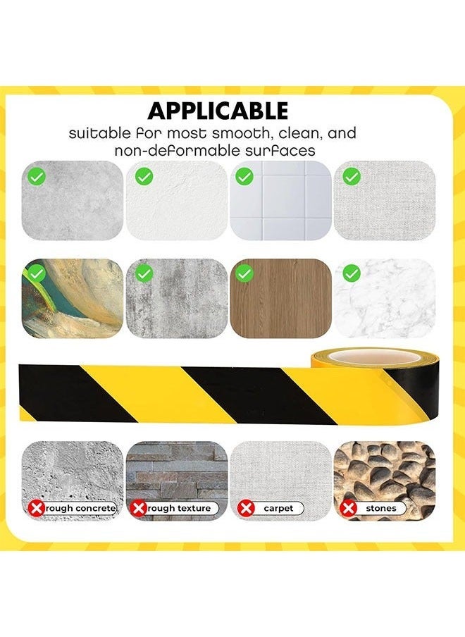 Black  Yellow Warning Safety Stripe Tape, Self Adhesive Tape for Marking Floors Walls Pipes  Equipment in Construction Sites  Hazardous Areas (33M)