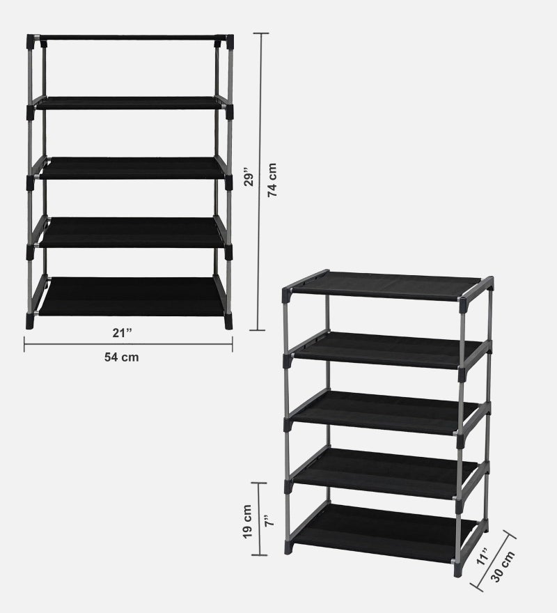 ROBMOB® 9 Tier Metal Shoe Rack with Embossed Fabric Cover & Roll-Up Door | Space Saving Collapsible Shoe Organizer Cabinet for Home, Office, PG & Outdoor Use | Dustproof Storage Stand (Black) - Image 4