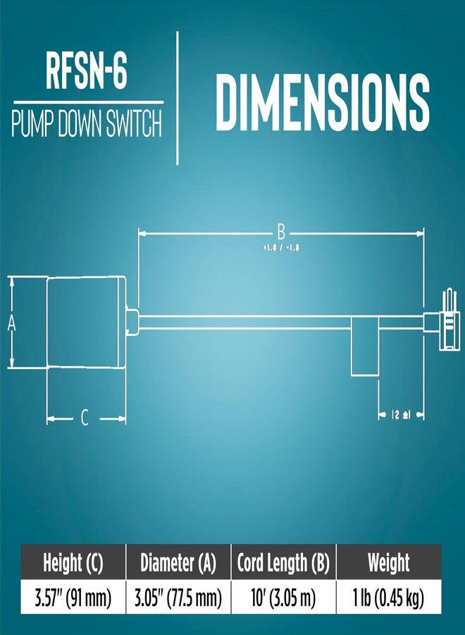 ليتل جايانت مفتاح عوامة ليتل جاينت RFSN-6، ١١٥ فولت، بحد أقصى ١٣ أمبير - نصف حصان، مزود بمضخة خلفية، مناسب لأنظمة البرك، أو أحواض الصرف الصحي، أو أنظمة تصريف المياه العادمة، بطول ١٠ أقدام، رمادي، رقم ٥٩٩١١٨ - Image 2
