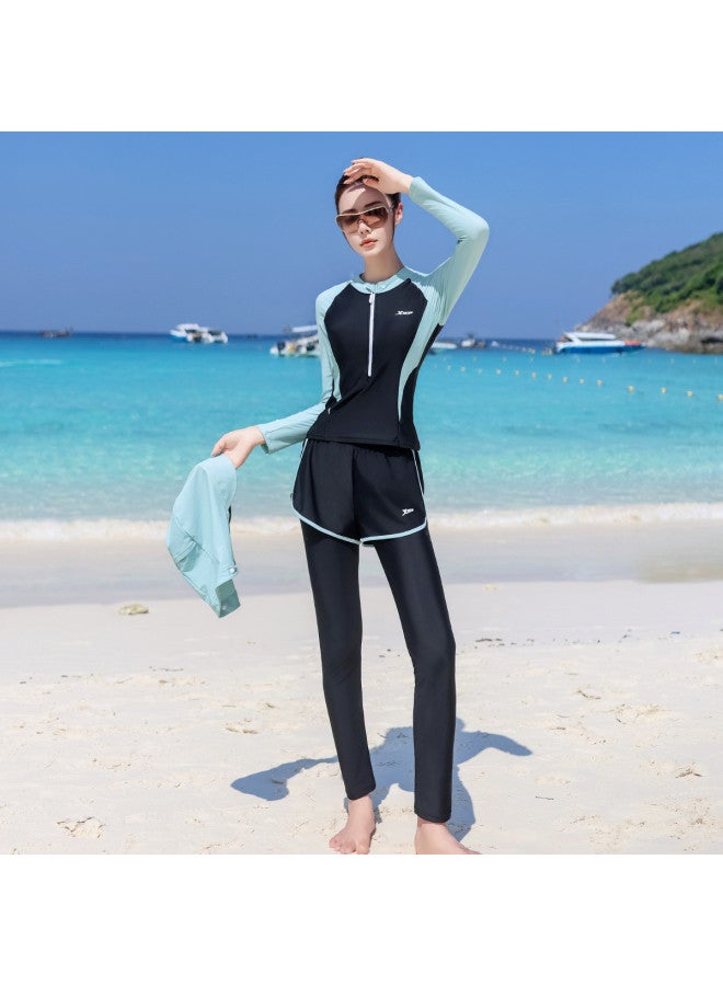 XTEP Separate Sun Protection Swimsuit For Women, Long Sleeve And Pants, High Elasticity Surfing Diving Suit, Conservative Slimming Beach Hot Spring Vacation Swimsuit - Image 5