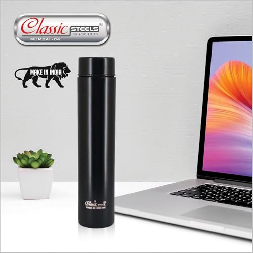 Classic Steels Super Slim Single Wall Premium Stainless Steel Water Bottle 500 ml Leak Proof, Lightweight Ideal for Office, Gym, School,Travel, Kitchen, Sports, Black. Made in India. - Image 5