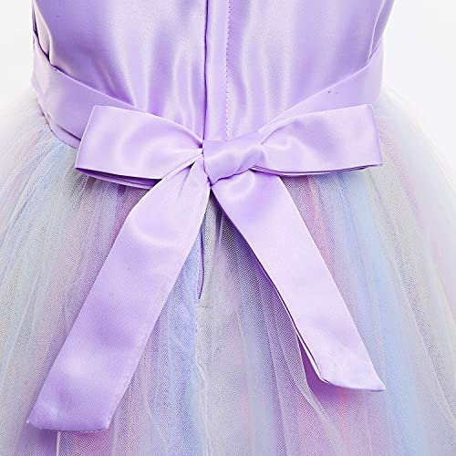 Yipkorra Unicorn Dress for Girls Unicorn Costume Pageant Princess Party Birthday Long Gown with Unicorn Headband & Necklace (Purple, 120 4-5 Years) - Image 5