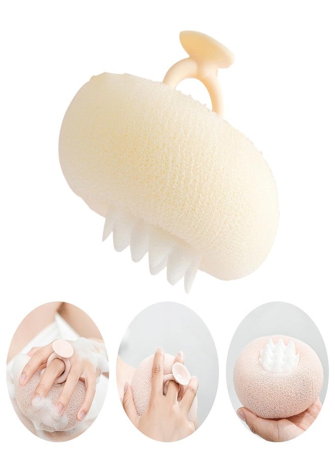 Uhfsyut 2-in-1 Sunflower Shower Sponge with Suction Cup | Exfoliating Bath Sponge for Soft Skin | Hypoallergenic & Eco-Friendly Body Scrubber for Spa-Like Luxury (Off White) - Image 1