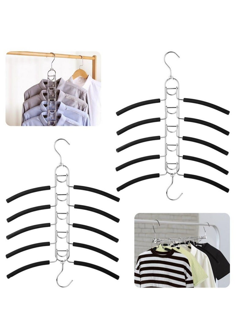 Excefore 2 Pack Metal Non-Slip Clothes Hangers, Multi Layers Detachable Closet Organizers, Suitable for Shirts, Sweaters, Suits, Coats, Pants  - Image 1