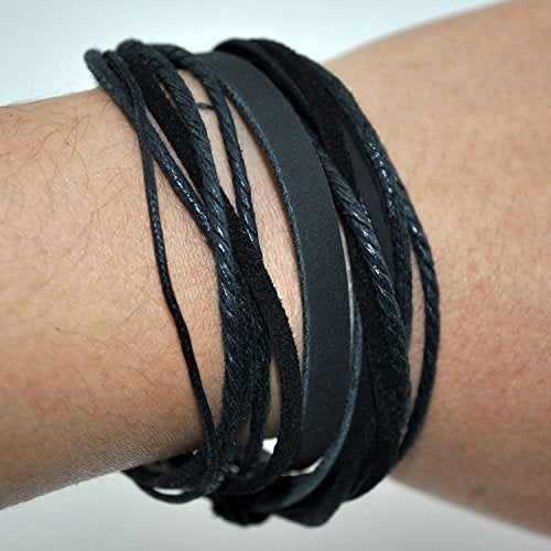 FRD.2Y Genuine Leather Bracelet for Women & Men,Unisex Multilayer Leather Adjustable Bracelet Cuff Wrap Multicolor Rope Wristband - Image 4