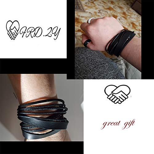 FRD.2Y Genuine Leather Bracelet for Women & Men,Unisex Multilayer Leather Adjustable Bracelet Cuff Wrap Multicolor Rope Wristband - Image 5