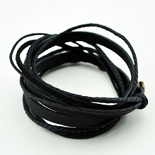 FRD.2Y Genuine Leather Bracelet for Women & Men,Unisex Multilayer Leather Adjustable Bracelet Cuff Wrap Multicolor Rope Wristband - Image 2