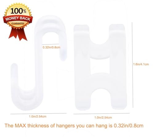 Kclongvs 60 Pcs Clothes Hanger Connector Hooks, Mini Cascading Hanger Hooks for Velvet Huggable Hangers, Wooden Hangers, Heavy Duty Space Saving for Closet (Clear) - Image 2