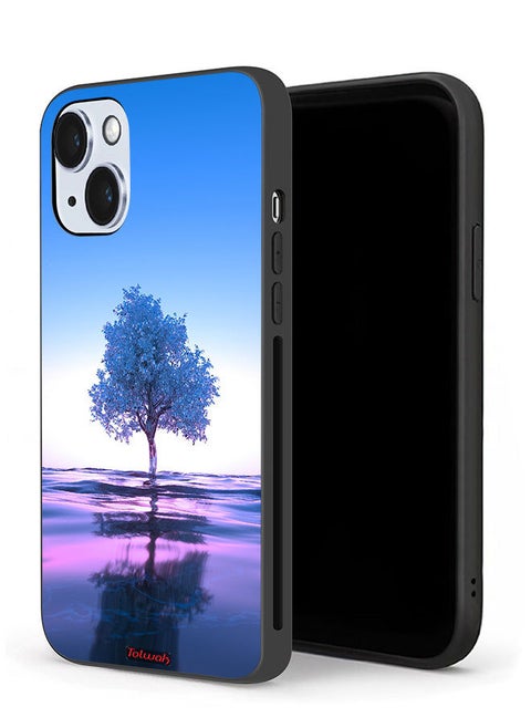 Apple iPhone 14 Plus Protective Case Tree Neon Body Of Water Reflection Digital Art