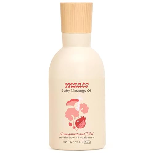 Maate Baby Massage Oil 150ml | Massage Oil for Newborn Baby & Kids | Enrich with Brahmi, Noni & Pomegranate Seed Oil | Light & Non-Sticky | Baby Massage Oil 0-12yr | Gentle Baby's Skin | Cruelty-Free - Image 1