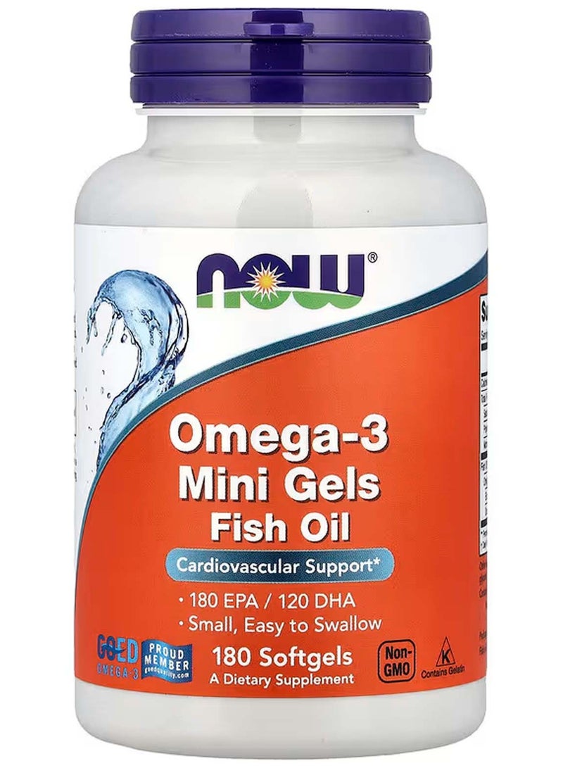 now Omega-3 Mini Softgels, 180 EPA/120 DHA, 180 Softgels - Image 1