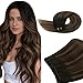 Ugeat Weft Hair Extensions Human Hair, Hair Extensions Sew in Balayage 22 Inch 100g, Sew in Extensions Double Weft, Dark Brown Balayage Medium Brown - Image 2