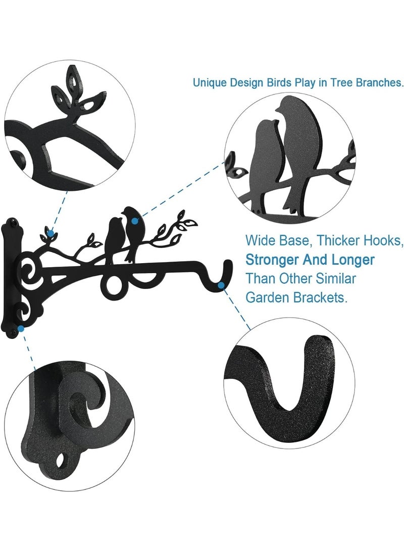 Soofam 2 قطع حامل نبات معدني سميك، حاملات نباتات زخرفية داخلية، حاملات نباتات معلقة، حامل معدني مثبت على الحائط لمصابيح الفوانيس، سلال الزهور، مغذيات الطيور، وأجراس الرياح - Image 2