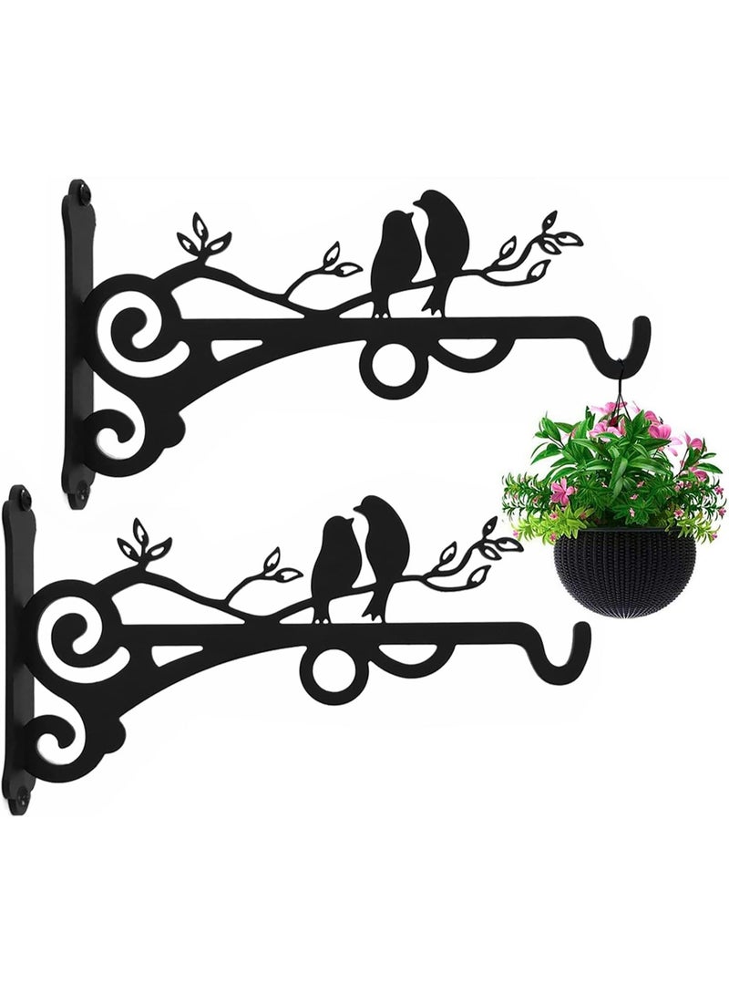 Soofam 2 قطع حامل نبات معدني سميك، حاملات نباتات زخرفية داخلية، حاملات نباتات معلقة، حامل معدني مثبت على الحائط لمصابيح الفوانيس، سلال الزهور، مغذيات الطيور، وأجراس الرياح - Image 1