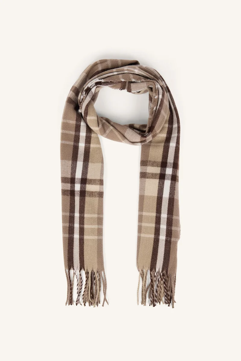 Man Plaid Woven Scarf