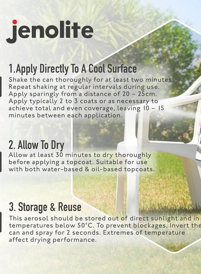 JENOLITE Plastic Primer Spray Paint | WHITE | Premium Quality Plastic Primer | Promotes Adhesion | Primer Spray Paint for Automotive, Garden Furniture, Models & Other Hard Plastics | 400ml - Image 3