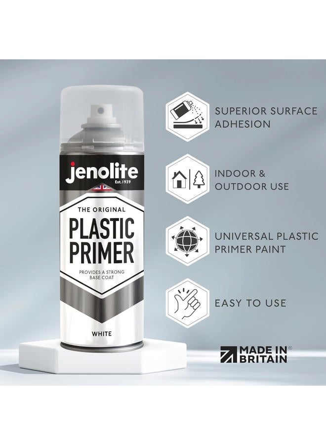 JENOLITE Plastic Primer Spray Paint | WHITE | Premium Quality Plastic Primer | Promotes Adhesion | Primer Spray Paint for Automotive, Garden Furniture, Models & Other Hard Plastics | 400ml - Image 2