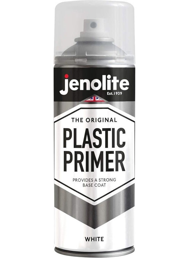 JENOLITE Plastic Primer Spray Paint | WHITE | Premium Quality Plastic Primer | Promotes Adhesion | Primer Spray Paint for Automotive, Garden Furniture, Models & Other Hard Plastics | 400ml - Image 1