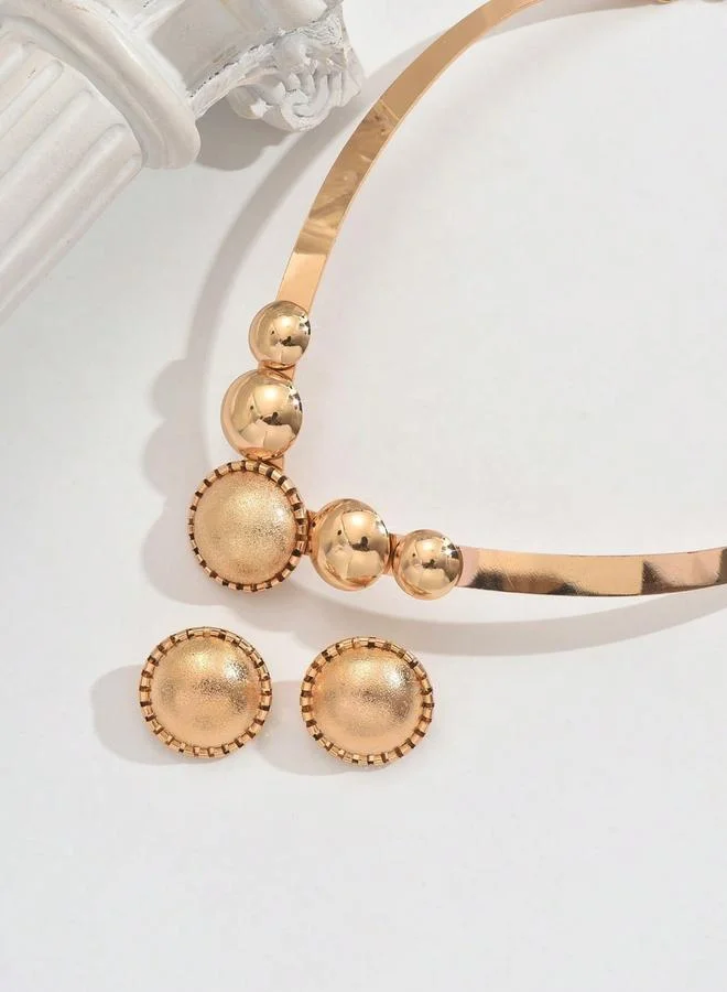 Take Two  2pcs Metal Round Geometric Necklace&Earrings Set for Women | Best Price UAE