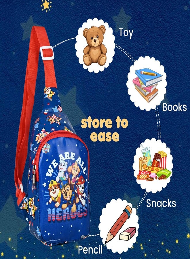 GLITREEPROPS Colourful Cross body Bags for Boys and Girls Kids School, Picnic, Return Gifts, Office | Crossbody Chest Bag with Adjustable (Paw Petrol) - Image 5