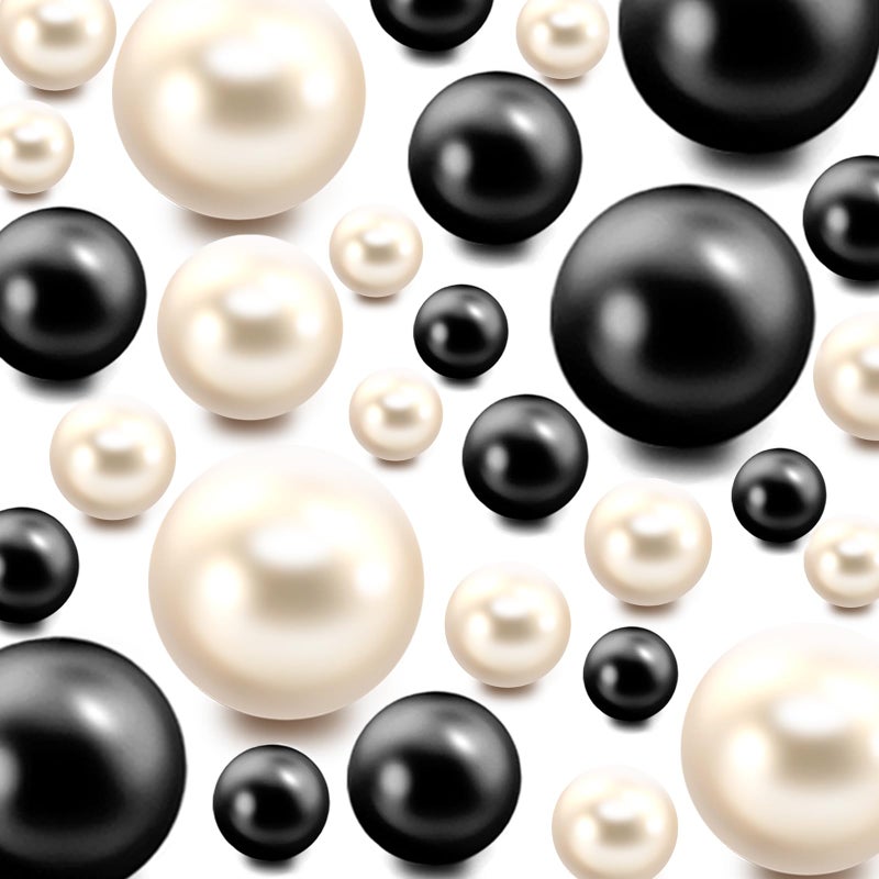 200 Pieces Floating NO Hole Pearls for VasesCreamy WhiteBlack Floating Beads for CenterpiecesFloatings CandlesMakeup Brush BeadsArtificial Fake PearlHome Weddings Table Centerpieces Party Decor