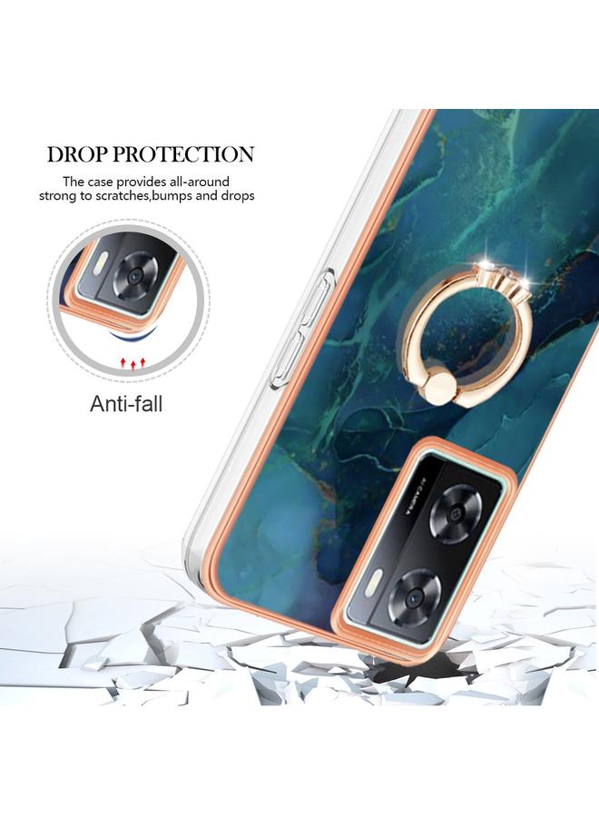 اس-توب جراب لهاتف OPPO A57 4G/A77 5G Taiwan/K10 5G Global مطلي بالرخام الكهربائي مع حلقة على الوجهين - Image 4