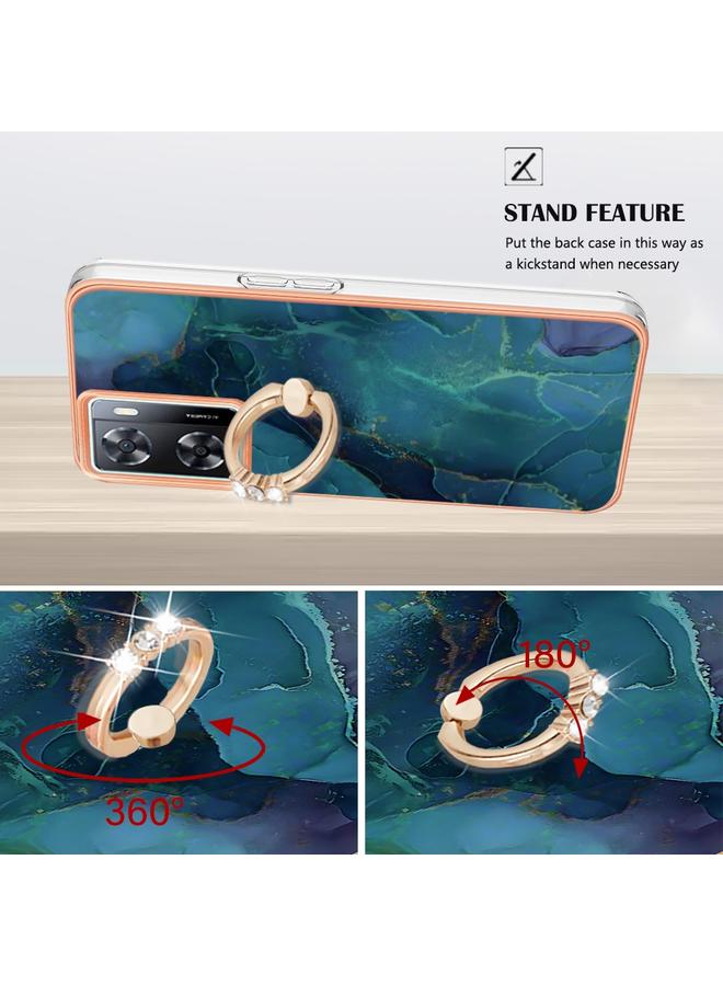 اس-توب جراب لهاتف OPPO A57 4G/A77 5G Taiwan/K10 5G Global مطلي بالرخام الكهربائي مع حلقة على الوجهين - Image 3