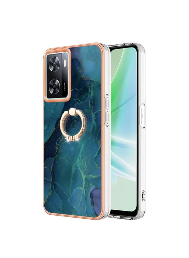 اس-توب جراب لهاتف OPPO A57 4G/A77 5G Taiwan/K10 5G Global مطلي بالرخام الكهربائي مع حلقة على الوجهين - Image 1