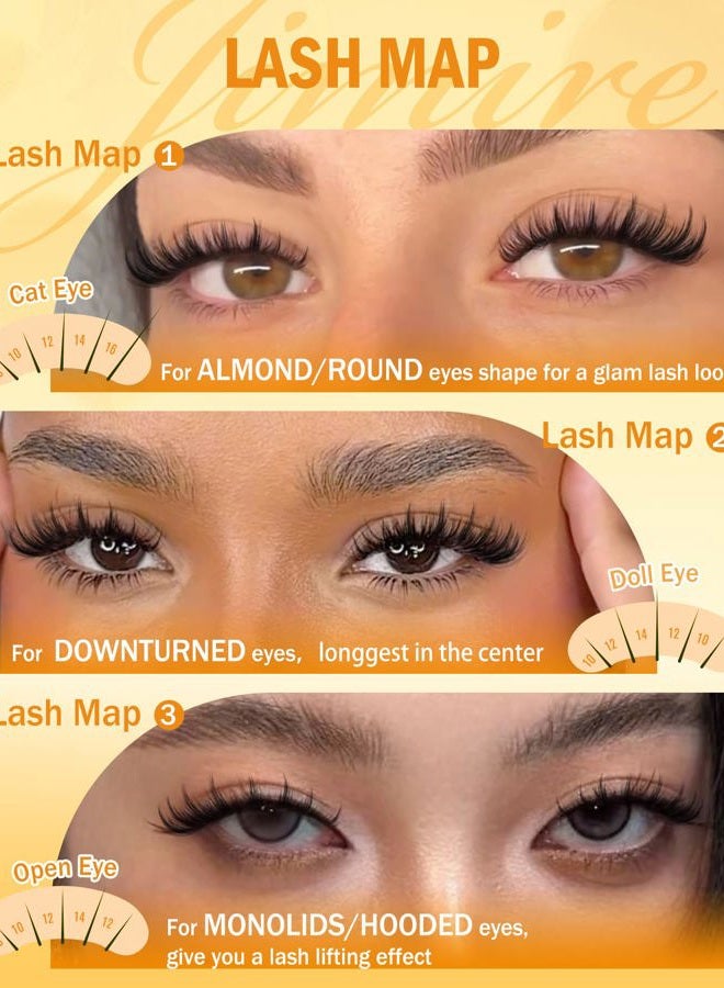 JIMIRE Spike Lash Clusters Manga Individual Lashes Fairy Eyelash Clusters Extensions 13-21MM Mix D Curl Cluster Eyelash Extensions Premade Wispy Lashes Clusters Wet Look - Image 5