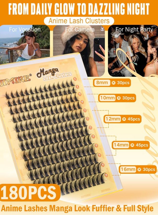 JIMIRE Spike Lash Clusters Manga Individual Lashes Fairy Eyelash Clusters Extensions 13-21MM Mix D Curl Cluster Eyelash Extensions Premade Wispy Lashes Clusters Wet Look - Image 4