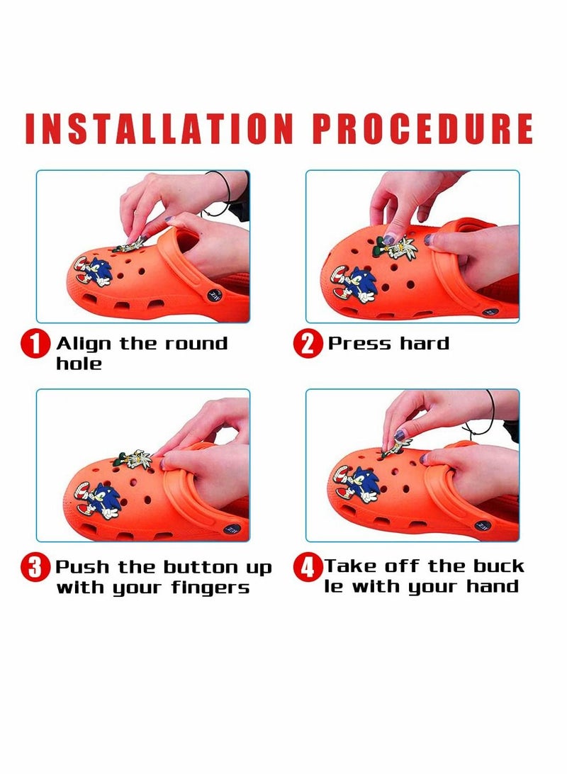 Excefore Shoe Charms Fits for DIY Clog Sandals Decoration PVC Cartoons Croc Charms Sonic Different Shoes Accessories 28 Pcs - Image 5