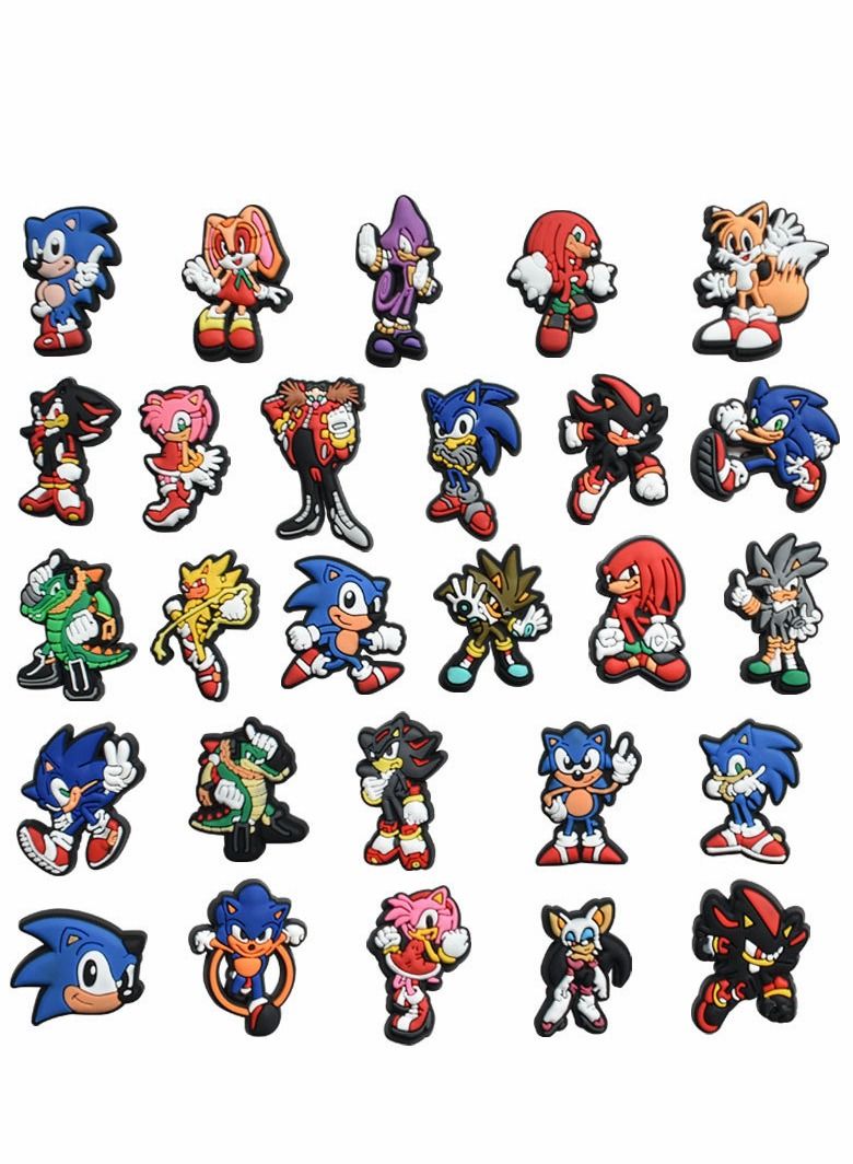 Excefore Shoe Charms Fits for DIY Clog Sandals Decoration PVC Cartoons Croc Charms Sonic Different Shoes Accessories 28 Pcs - Image 1