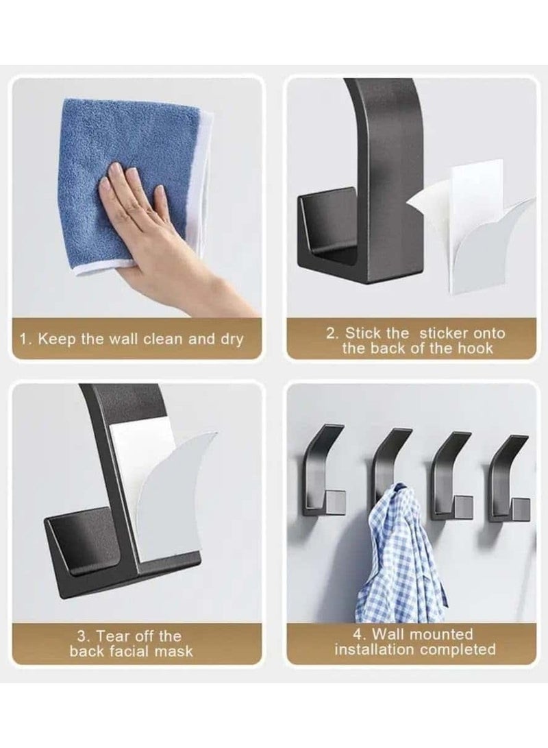 Anmi 5 Pack Coat Hooks Wall Mount, Self Adhesive Hook, Large Wall Hooks for Mudroom Entryway Bathroom, Decorative Hook Rack for Hanging Purse, Baseball Cap, Key, Backpack, Towel, Robe (Black) - Image 2