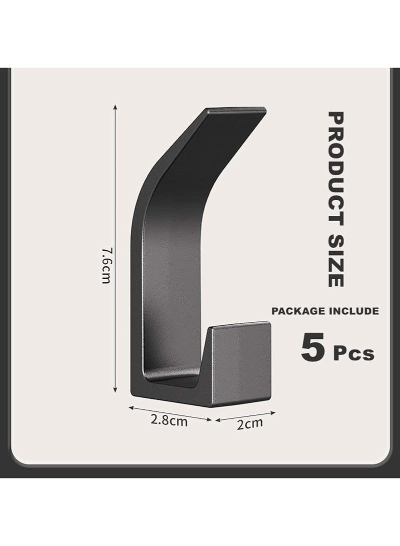 Anmi 5 Pack Coat Hooks Wall Mount, Self Adhesive Hook, Large Wall Hooks for Mudroom Entryway Bathroom, Decorative Hook Rack for Hanging Purse, Baseball Cap, Key, Backpack, Towel, Robe (Black) - Image 3