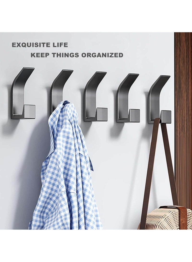 Anmi 5 Pack Coat Hooks Wall Mount, Self Adhesive Hook, Large Wall Hooks for Mudroom Entryway Bathroom, Decorative Hook Rack for Hanging Purse, Baseball Cap, Key, Backpack, Towel, Robe (Black) - Image 5