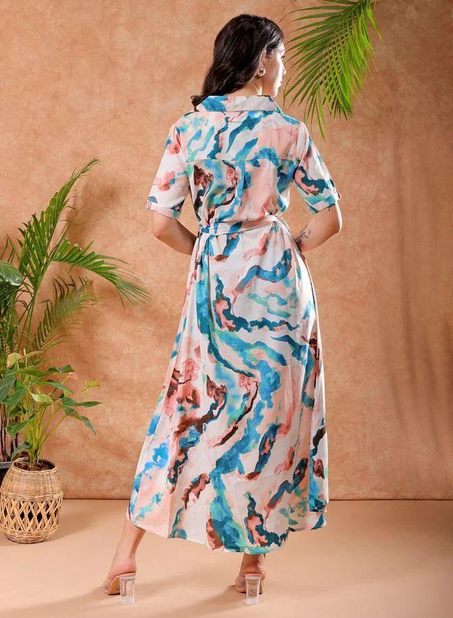 مرفوعة Women A-Line Casual Abstract Print Long Dress