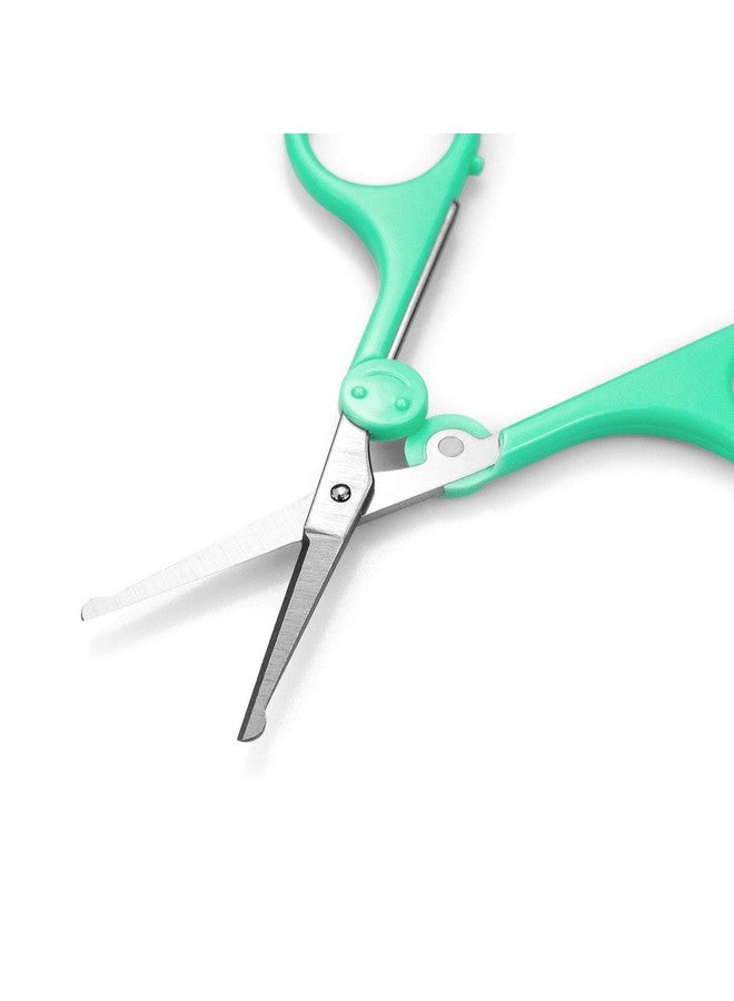 Humbee Eyebrow Scissors Small Scissors For Facial Nose Eyebrow Mustache And Beard Hair Trimming & Grooming Safety Edge Green Long Cap - Image 3