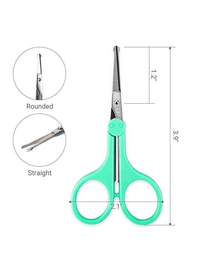 Humbee Eyebrow Scissors Small Scissors For Facial Nose Eyebrow Mustache And Beard Hair Trimming & Grooming Safety Edge Green Long Cap - Image 5