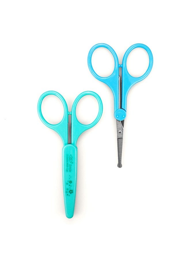 Humbee Eyebrow Scissors Small Scissors For Facial Nose Eyebrow Mustache And Beard Hair Trimming & Grooming Safety Edge Green Long Cap - Image 4