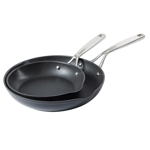 Babish 2 Piece 8 and 10 Inch Fry Pan Hard Anodized Laser Titanium Forever Non Stick Technology Durable Frying Pans Set - Black - Image 1