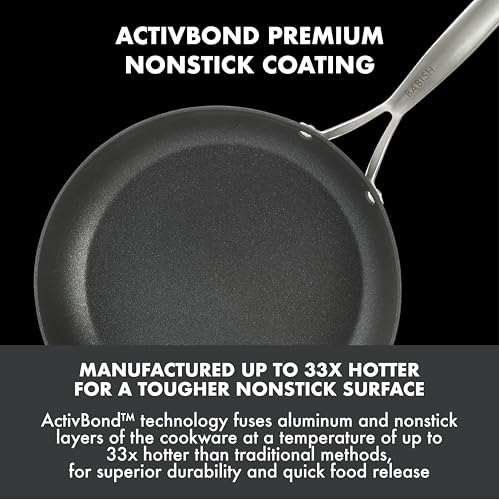 Babish 2 Piece 8 and 10 Inch Fry Pan Hard Anodized Laser Titanium Forever Non Stick Technology Durable Frying Pans Set - Black - Image 4