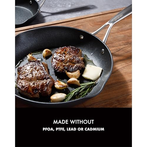 Babish 2 Piece 8 and 10 Inch Fry Pan Hard Anodized Laser Titanium Forever Non Stick Technology Durable Frying Pans Set - Black - Image 5
