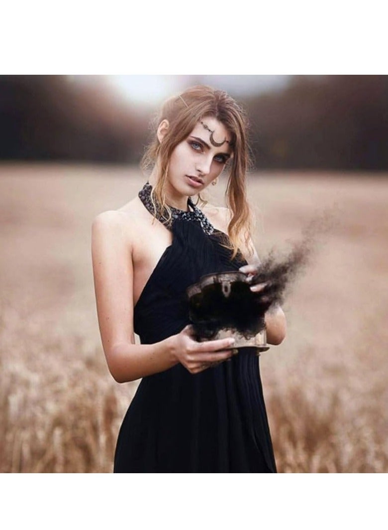 إستيل القمر نمط الإكسسوارات Mujer رئيس سلسلة الخرز الشعر مجوهرات حفل زفاف عقال للنساء تاج Pince Cheveux فام (الكريستال الأسود البرونزي) - Image 5