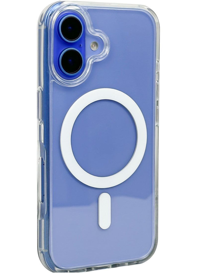 Mezone iPhone 16 Clear MagSafe Case, Military-Grade Protection iPhone 16 Slim Shockproof Cover Strong-Magnet Protective Phone Case Compatible with MagSafe Anti Scratch & Fingerprint Without Lens Frame, Clear 