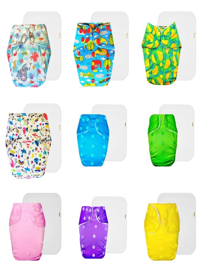 Dumbledo Premium Cloth Diaper with Cotton Insert (Pack of 9) | Soft & Gentle | Leakproof | Travel Friendly | Trusted by Moms | 3 Months - 3 Years | Unisex Baby - Image 1