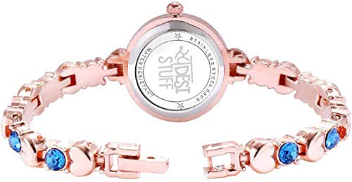 SWADESI STUFF Stainless Steel Exclusive Choice Blue Diamond Studded Rose Gold Chain Strap Analogue Watch - For Girls And Women, Dial Color-Rosegold, Band Color-Rose Gold - Image 5