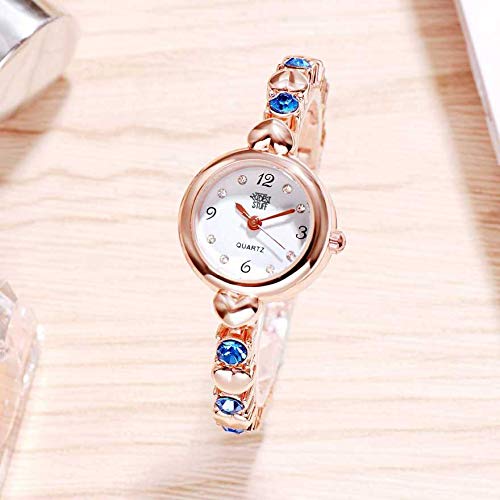 SWADESI STUFF Stainless Steel Exclusive Choice Blue Diamond Studded Rose Gold Chain Strap Analogue Watch - For Girls And Women, Dial Color-Rosegold, Band Color-Rose Gold - Image 3