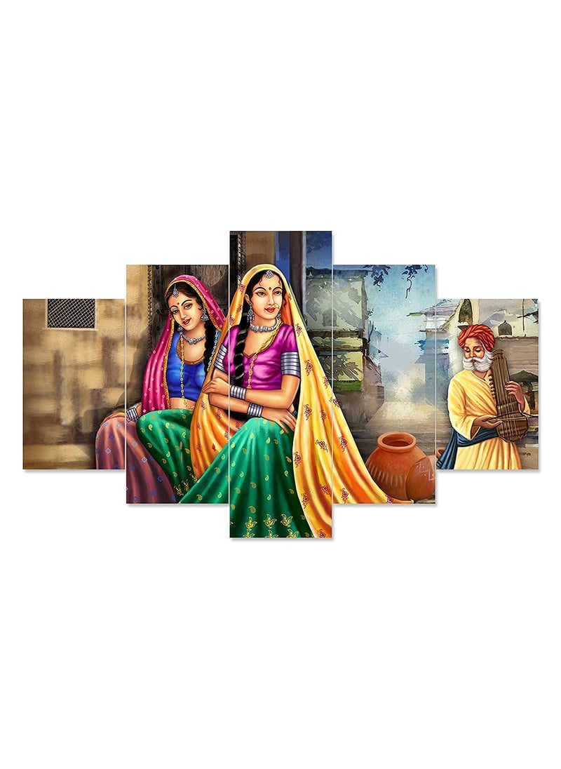 Perpetual - perpetual Rajasthani Paintings for Living Room |3D Painting for Wall Decoration | Rajasthani Decoration Items | Paintings for Bedroom Set of 5 (75x43 Cm)(Multi) - Image 1