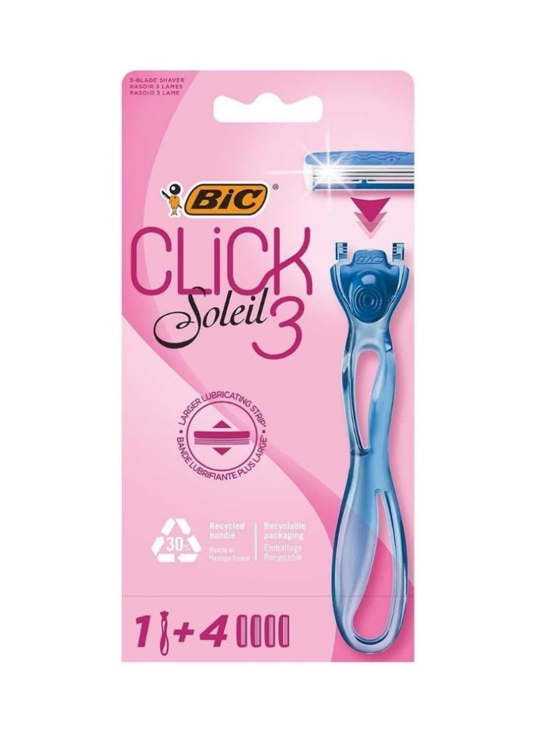 Bic Click Soleil 3 Women's Razor Set: 3 Blades + 4 Replacements - Image 1
